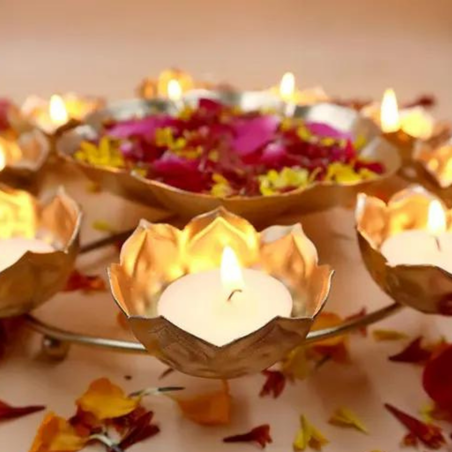 Lotus Diya Shaped Urli Bowl