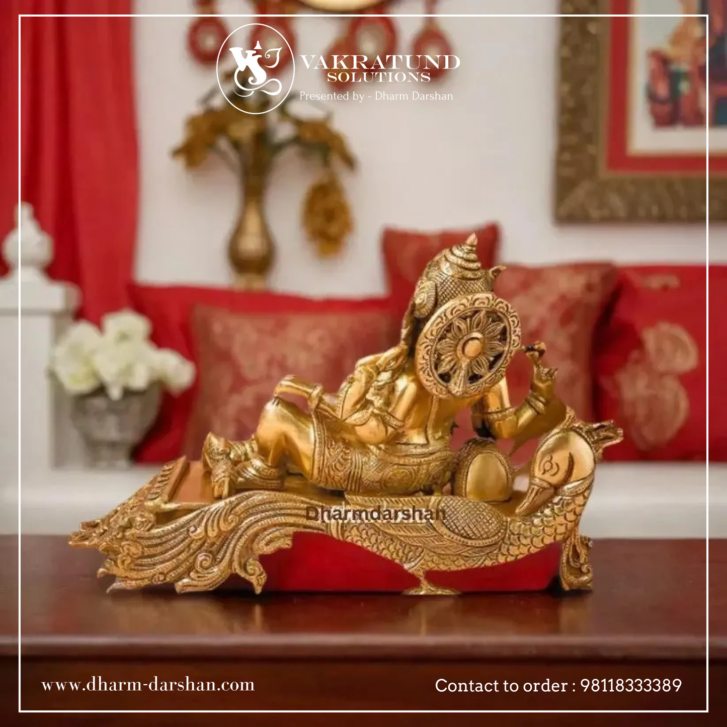 Ganesha resting on peacock couch