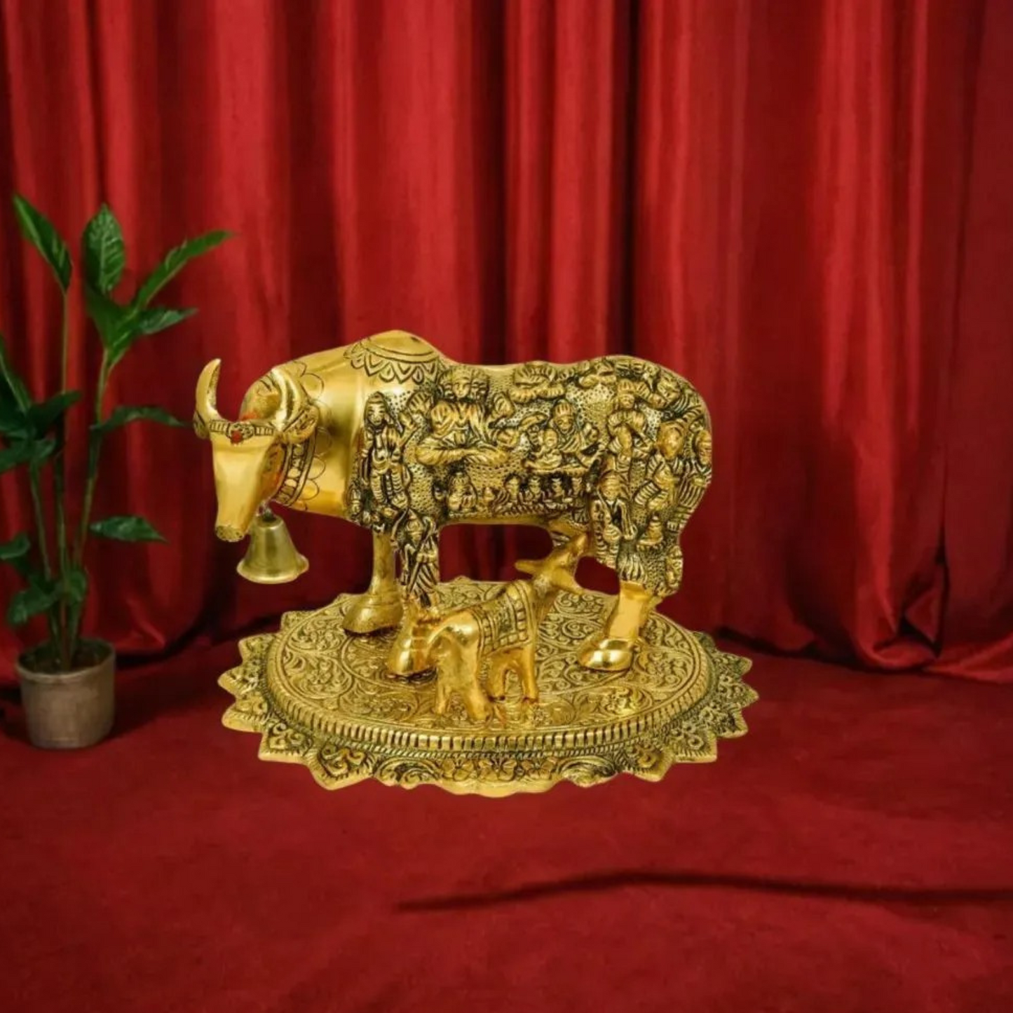 Metal Kamdhenu Cow and Calf