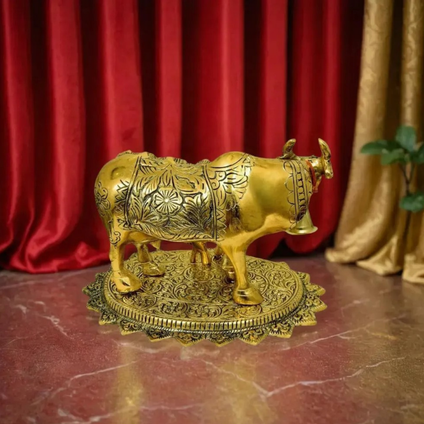 Metal Kamdhenu Cow and Calf