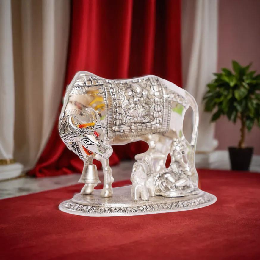 Metal Kamdhenu Cow and Calf