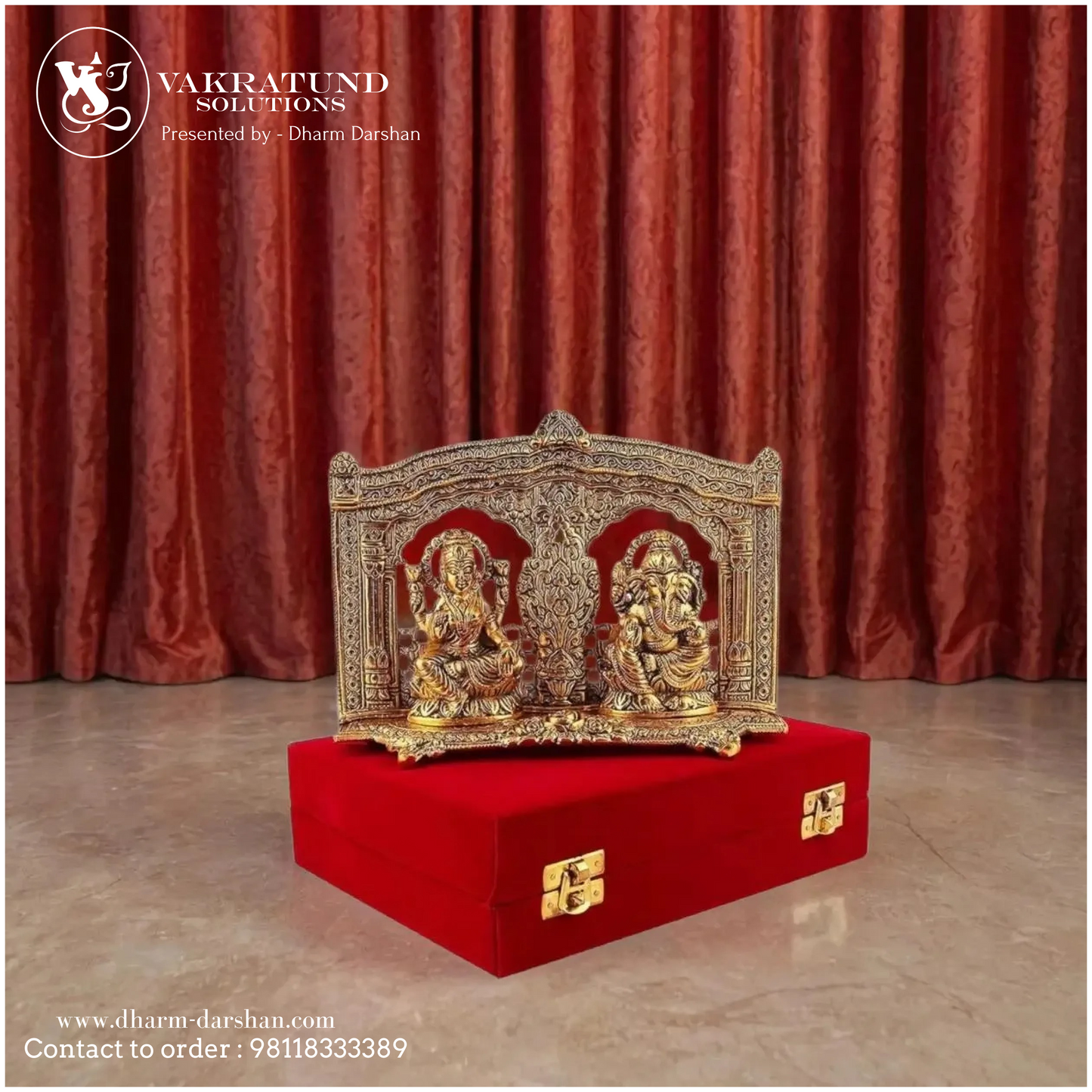 White Metal Golden Oxidised Ganesh Lakshmi