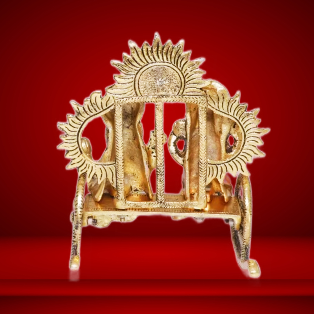 Laxmi Ganesha on swing sofa in metal statue decorative showpiece - 21 cm (Aluminum, Gold)