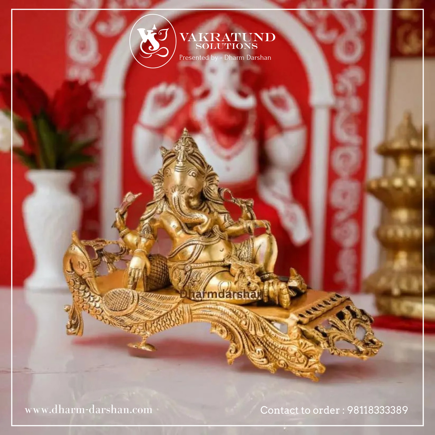 Ganesha resting on peacock couch