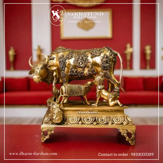 Brass Cow with Calf and Bal Gopal