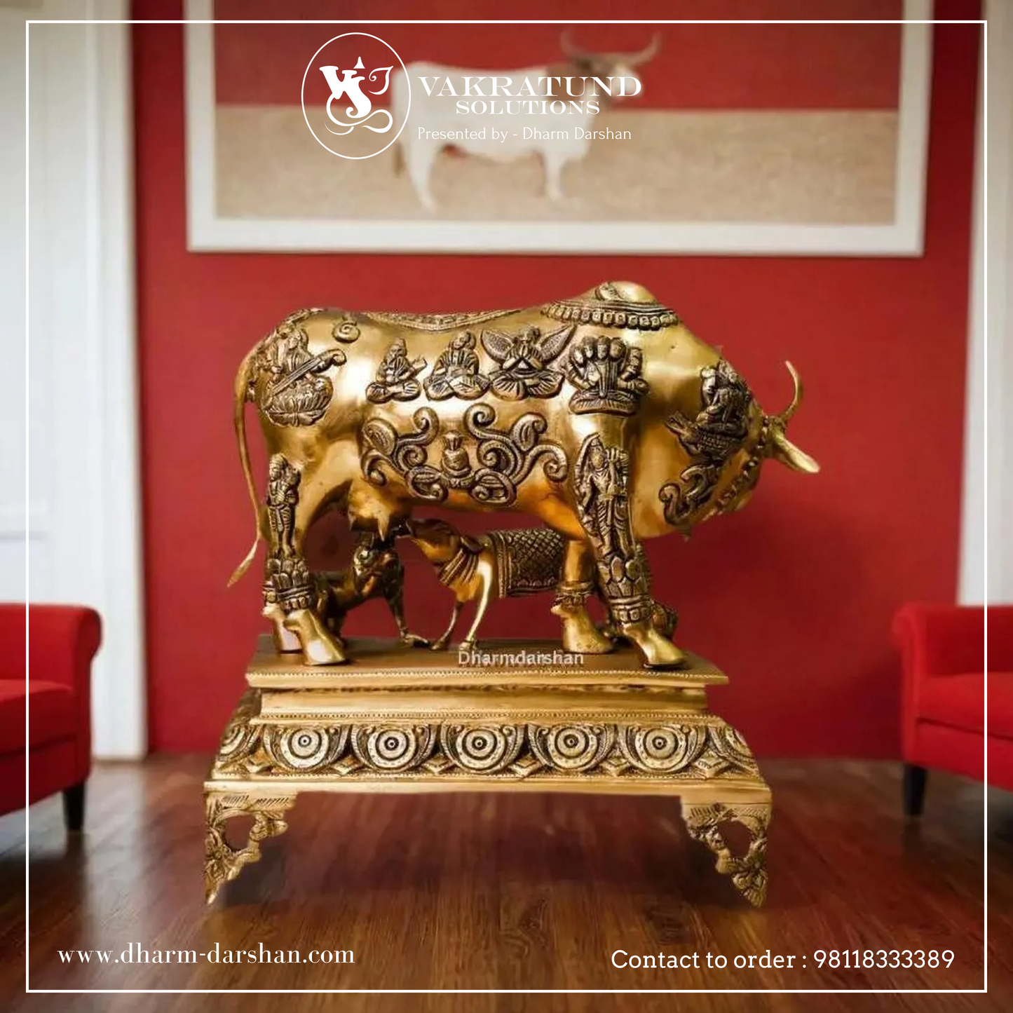 Brass Cow with Calf and Bal Gopal