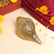 Brass Ganesh Carved Shell Shankh