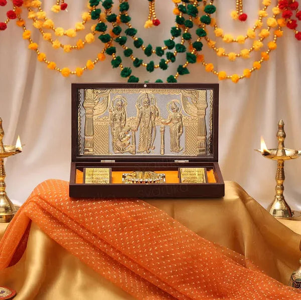 24 Karat Gold Coated Ram Darbar Charan Paduka (Pocket Temple)
