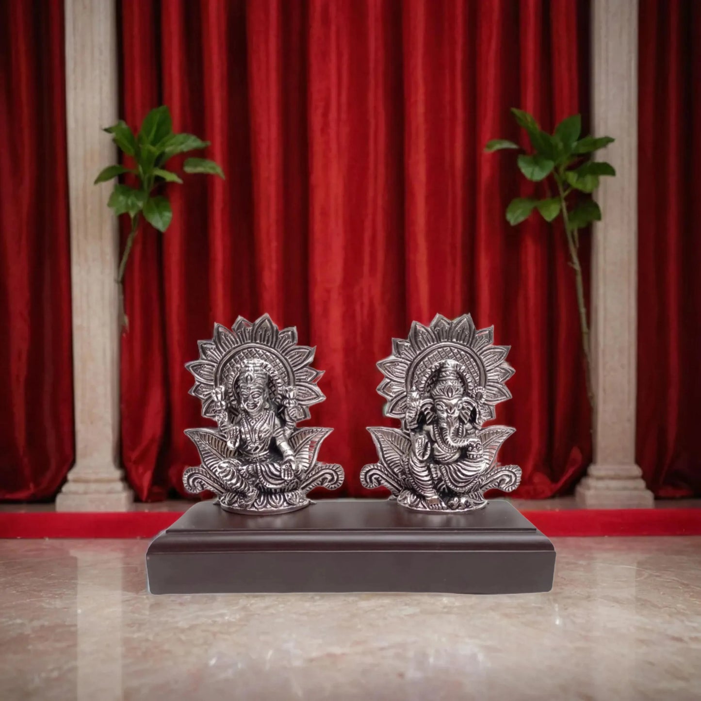 Silver Plated Lakshmi Ganesh Idol